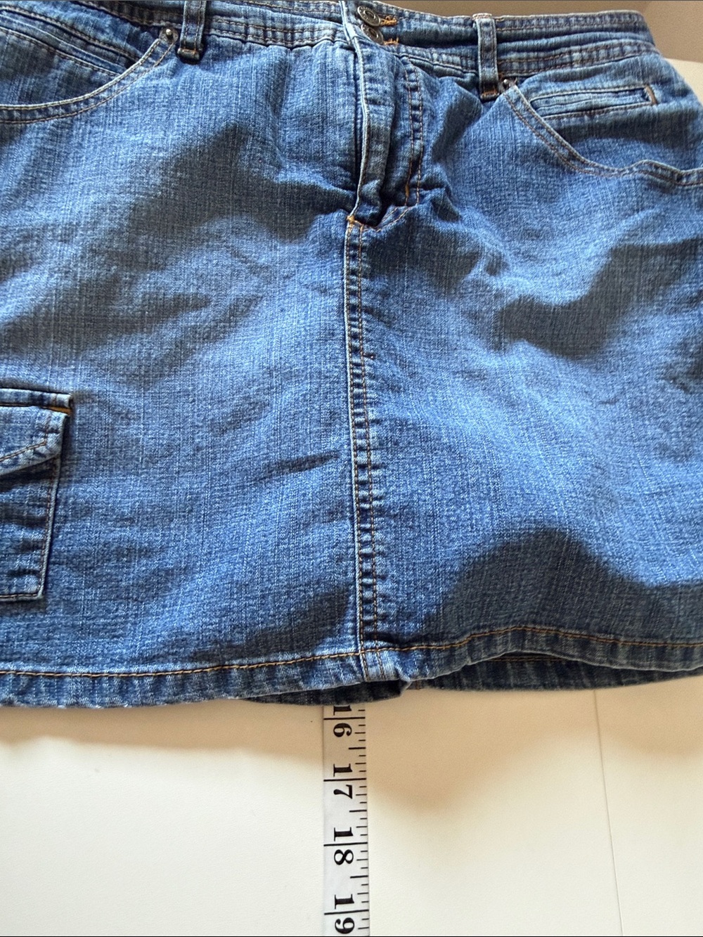 Gloria Vanderbilt Y2K Micro Cargo Pocket 90’s Style Blue Jean Denim Skort Size 6 - Picture 9 of 15